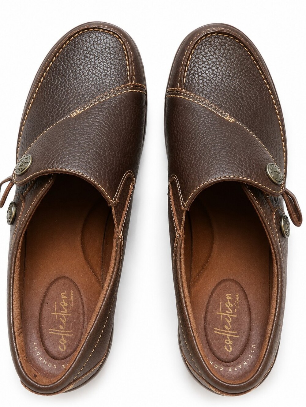 Clarks Women’s Shoes Brown Ashland Lane Q Model Leather Close Toe Loafers Size 9